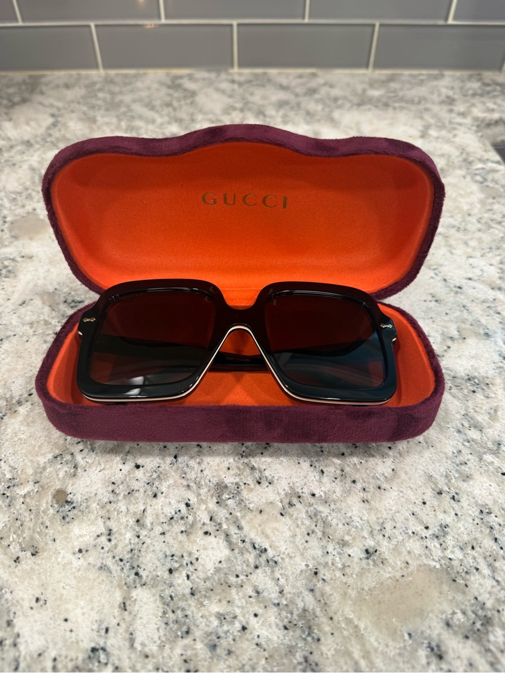 Gucci GG1241S Black Oversized Square Sunglasses with Velvet Case